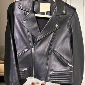 Maje Basaltm Leather Biker Jacket